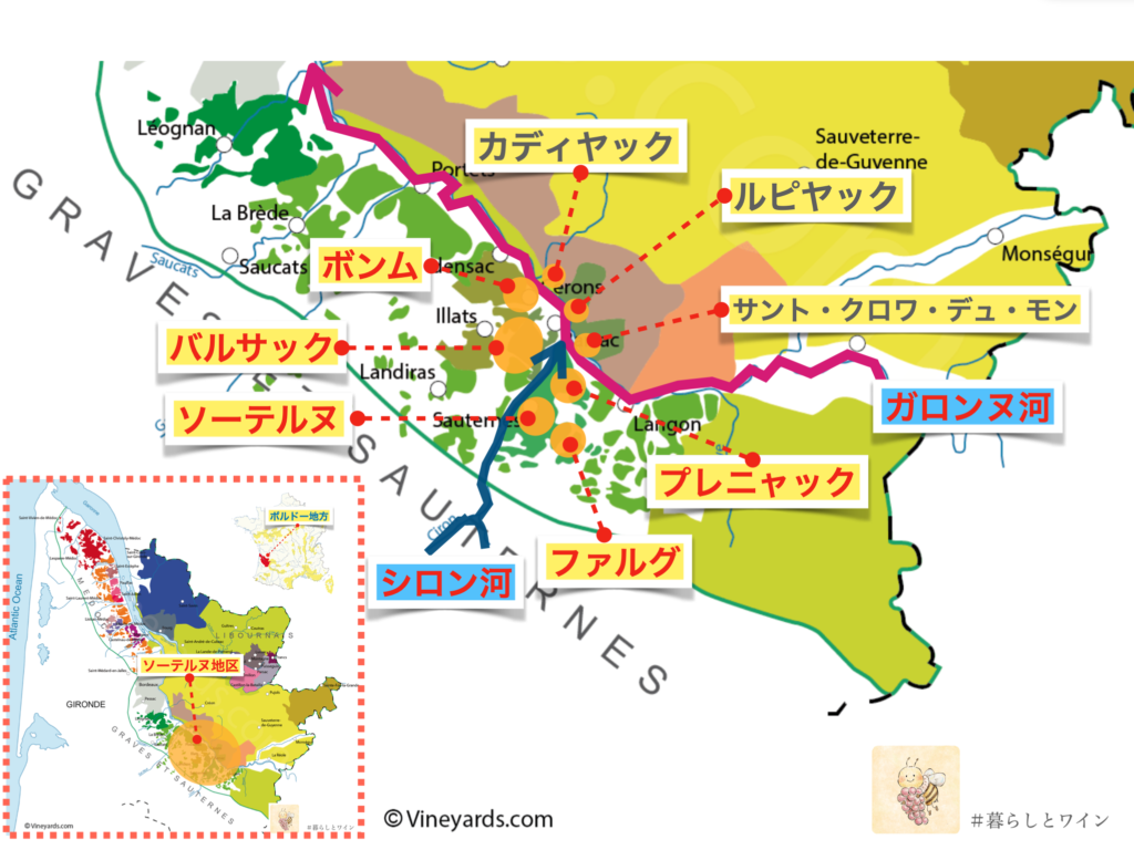 ボルドー　ソーテルヌ地区　地図